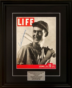 Ted Williams Signed and Framed LIFE Magazine  